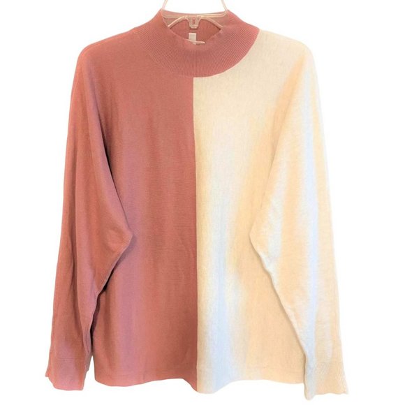 Candace Cameron Bure Colorblocked Mock-Neck Sweater SMALL (310) - Picture 2 of 6